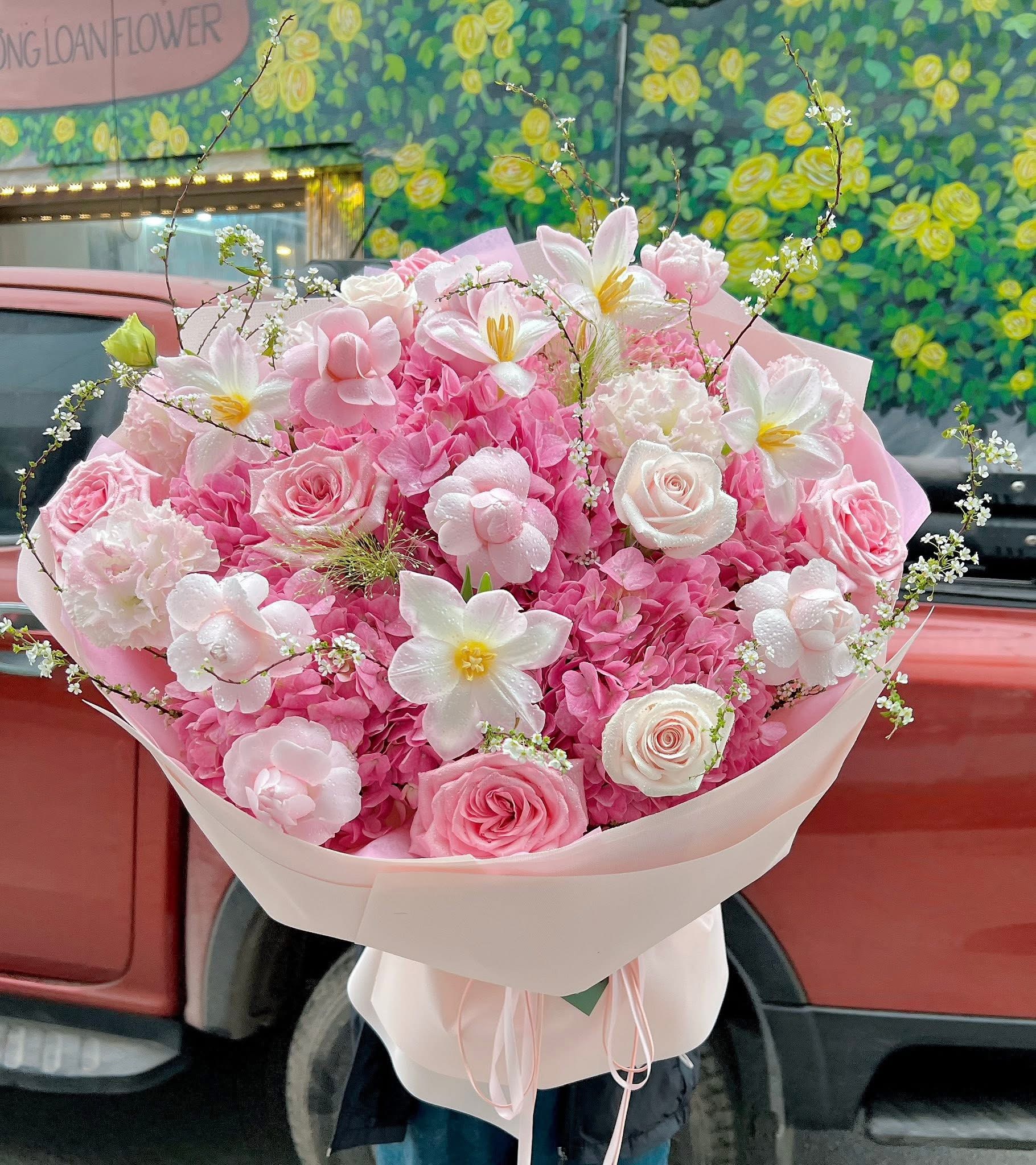 Tú cầu hồng mix size L